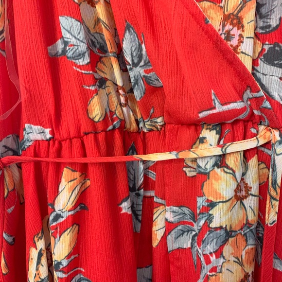 Red Flower Pattern Dress - Picture 5 of 8